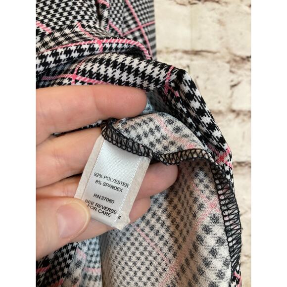 Cato Dress Womens XL Shift Black & Pink Houndstooth Print Ruffle Bell Sleeve - Picture 5 of 14
